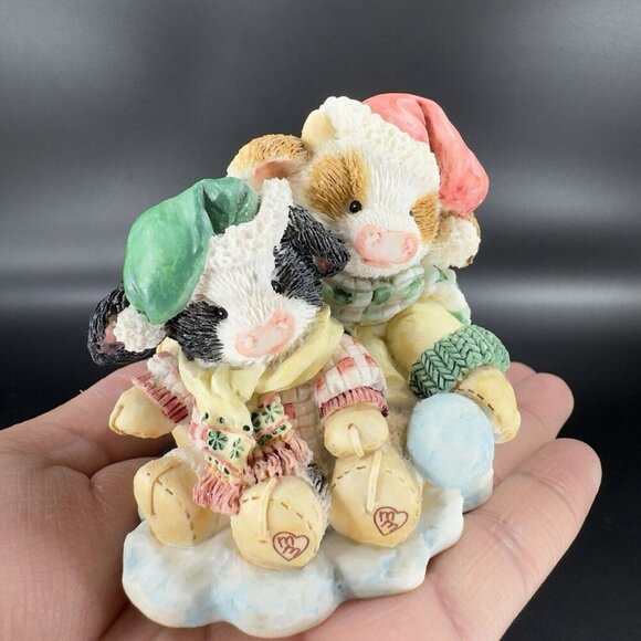 Marys Moo Moos Resin Figurine Enesco 1994 Merry Christmoos Whimsical Figure VTG - Picture 7 of 16